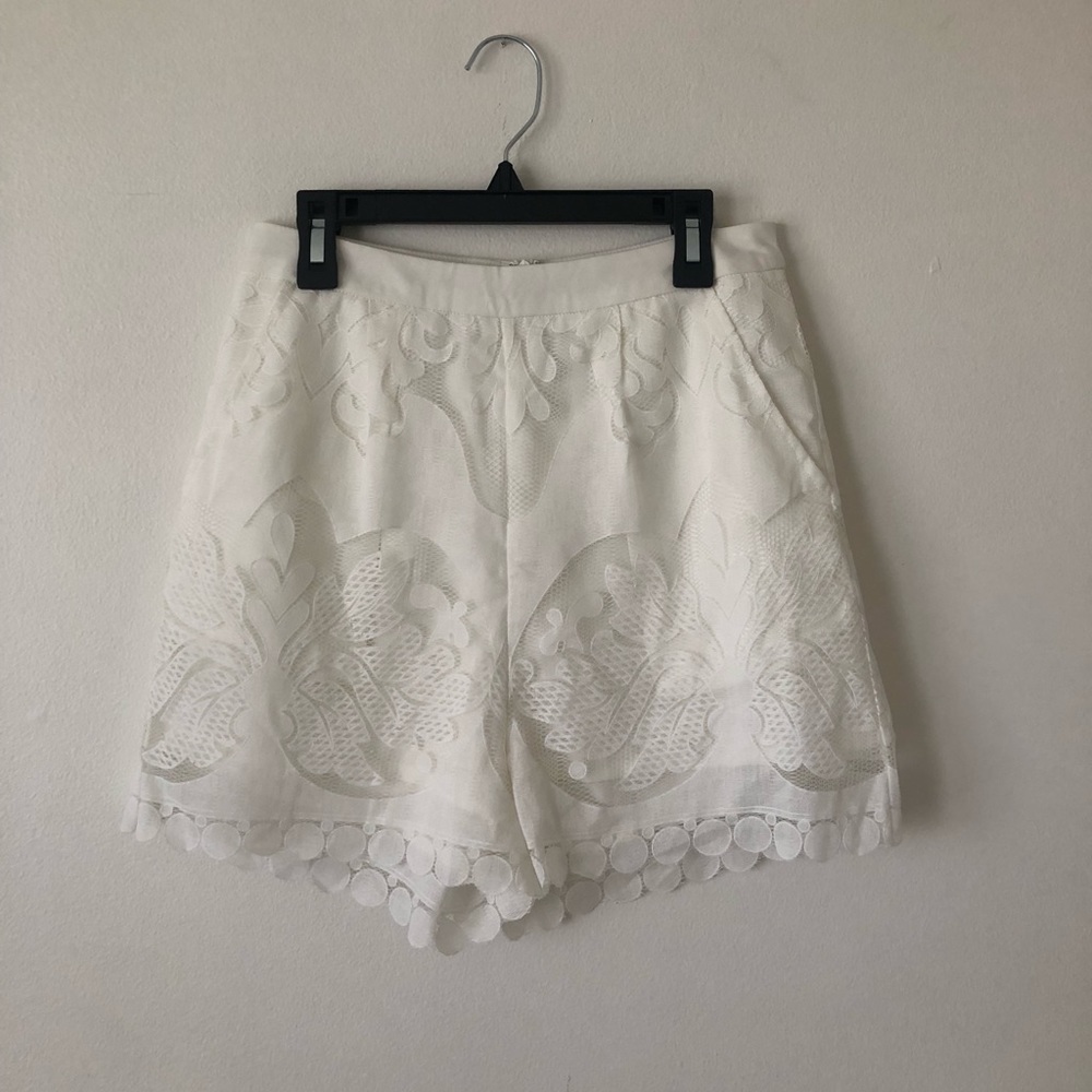 High Waisted White Lace Shorts